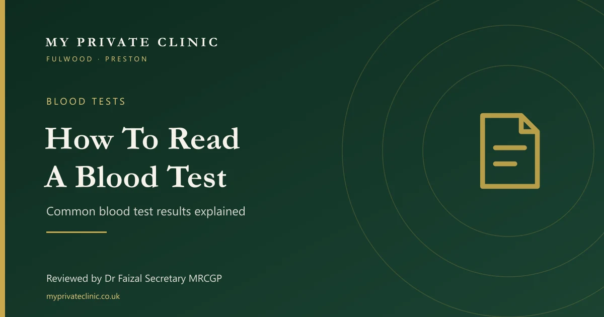 How to read a blood test report: common blood test results explained by Dr Faizal Secretary at My Private Clinic, Preston