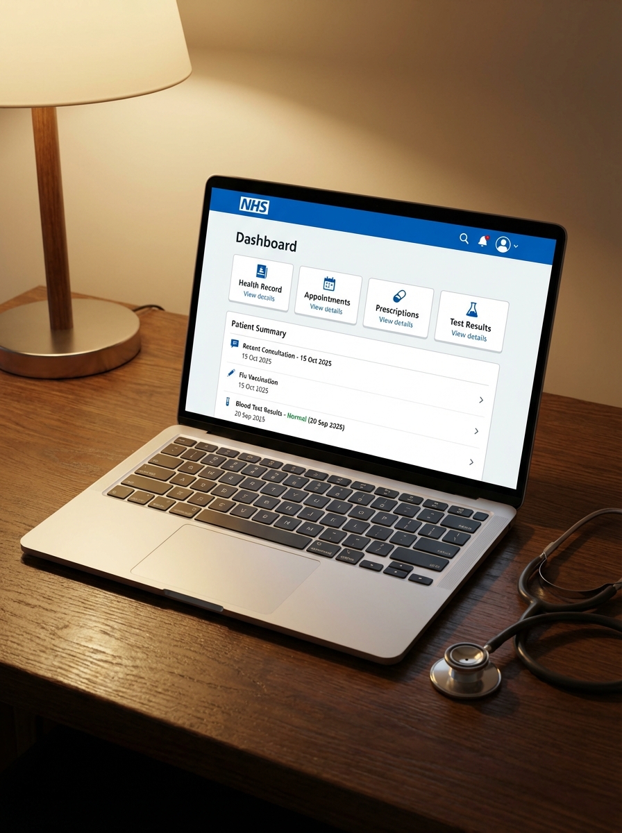 NHS patient records on screen at My Private Clinic, Preston
